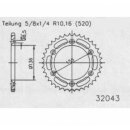 sprocket 50-32152-43, 43Z-520, INNEND 100 LOCHKREIS 124