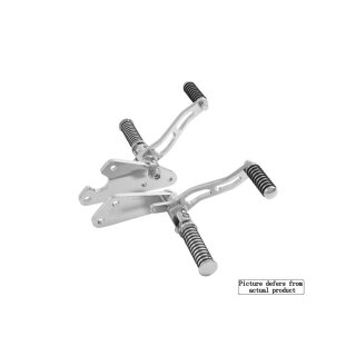 HIGHWAY HAWK Fußrastenanlage Classic, gefräste Hebel, +18 cm, chrom