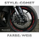 Felgenrandaufkleber "Comet", weiss, 7 mm breit